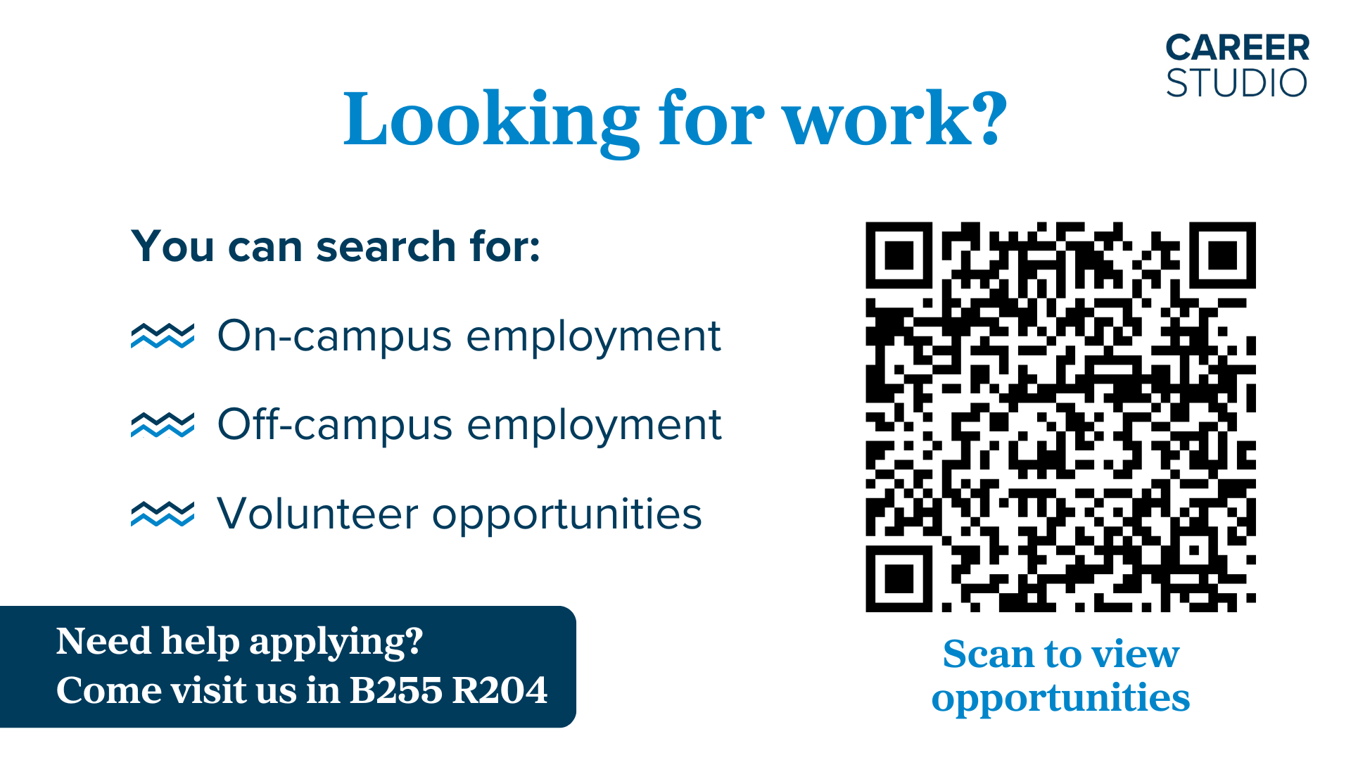 Career Studio opportunities directory digital ad