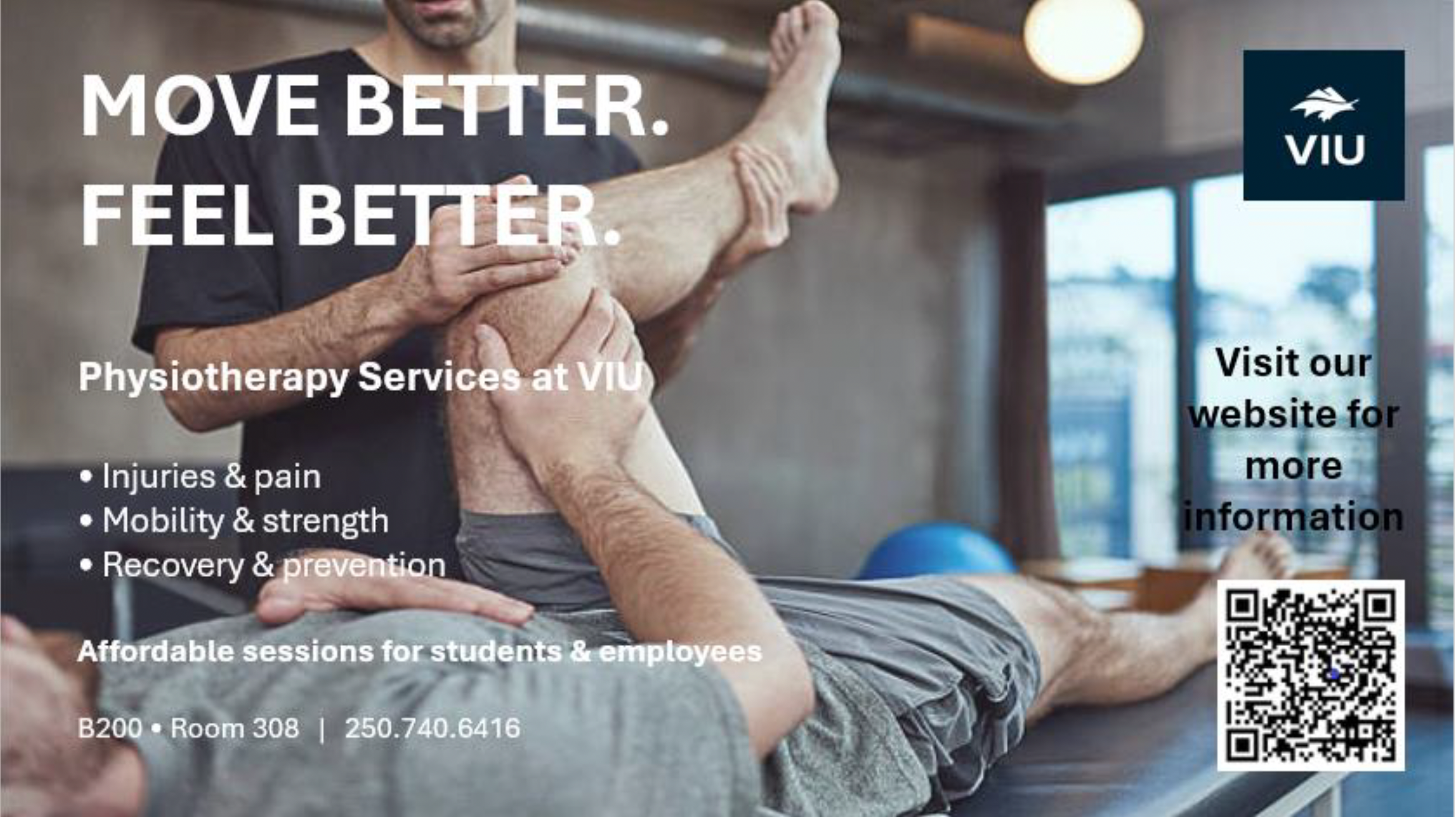 a man holds the leg of another man on a physio table digital ad